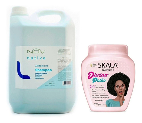 Shampoo Lino Nov + Baño Rizos Skala Antifrizz Y Nutricion