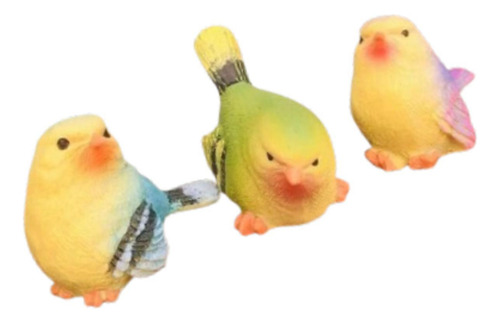 3x Figuras Decorativas De Aves En Miniatura, Decoración De