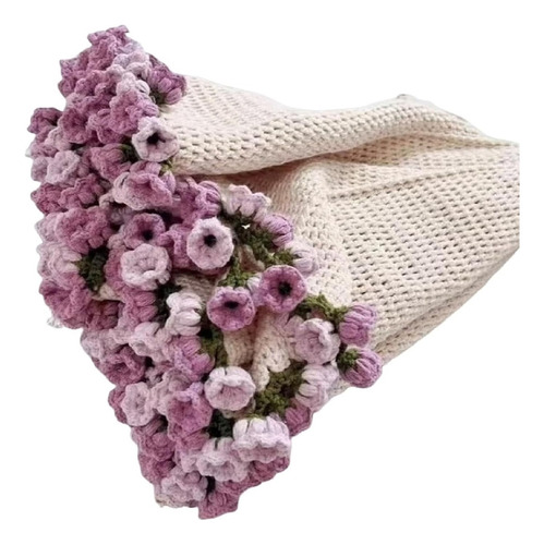 Manta De Flores Crochet Plegable - Ligera Y Portátil