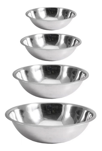 Set X 4 Bowls Ensaladeras Acero Inoxidable Nouvelle Cuisine