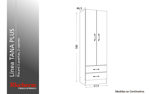 Placard Ricchezze Tana Plus Moccha 2 Puertas 2 Cajones