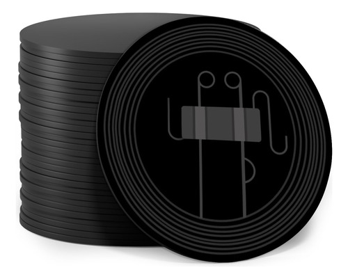 10 Tarjetas Nfc Redondas 25 Mm Negras Impermeables