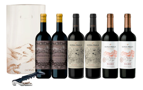 Vinos Doña Paula Altitude Single Mc Sb Syrah X6 +sacacorcho