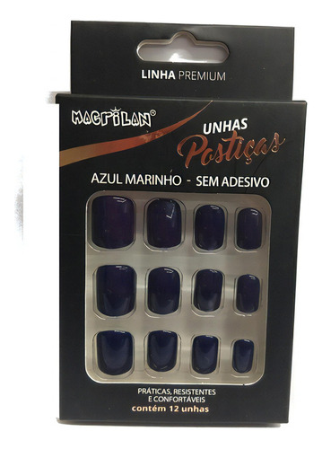 Macrilan Unhas Postiças Azul Marinho Sem Adesivo Ref. Up210a