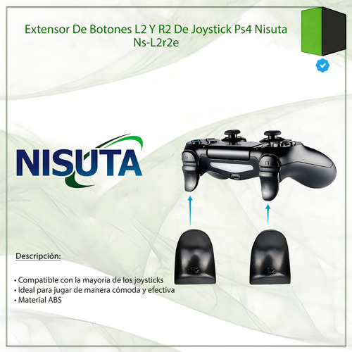 Extensor De Botones L2 Y R2 De Joystick Ps4 Nisuta Ns-l2r2e Color Negro