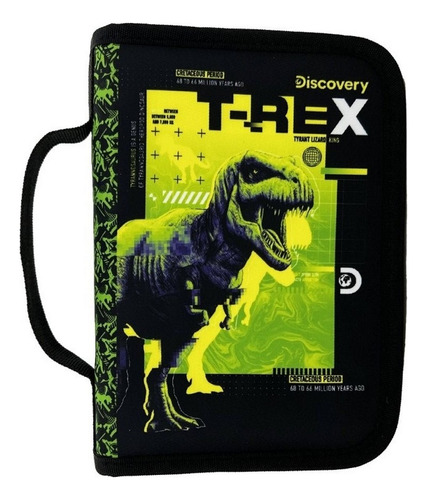 Cartuchera 1 Piso Discovery T-rex Canopla Ar1 16826 Ellobo Color Negro Dinosaurio