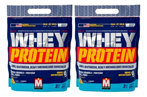 Whey Protein Mervick Lab Prot Concentrada 3 Sabores 2 X 3 Kg Sabor Vainilla