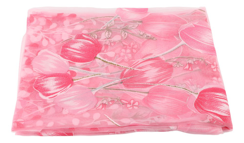 Cortinas De Tul, 100 X 200 Cm, Con Estampado De Tulipanes, C