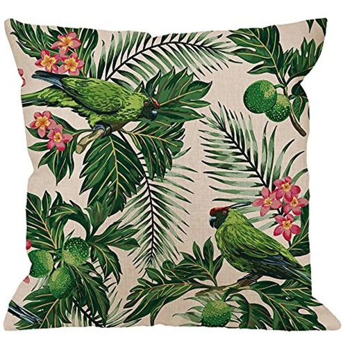 Hgod Designs Funda De Almohada De Hoja Verde, Patrón Tropica