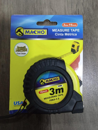 Cinta Metrica Metro 3 Mts X 16mm Ancho Marca Macho