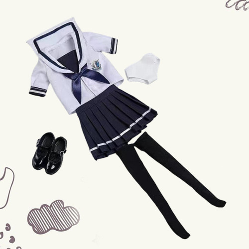 Traje De Uniforme De Colegiala A Escala 1:6, Ropa Para