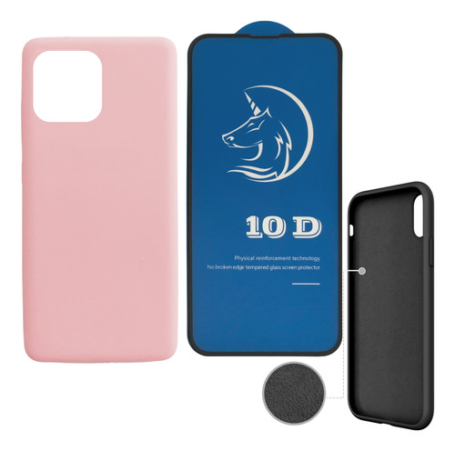 Combo Silicone Case Para iPhone XS Max + Vidrio 10d Premium 