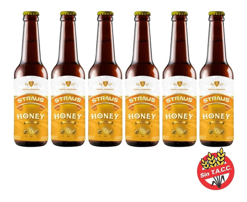Cerveza Artesanal Sin Tacc Straus Honey 330ml Pack X 6