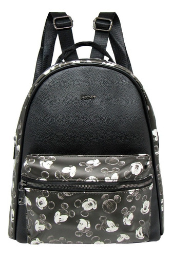 Bolsa Mochila Feminina Mickey Mouse Faces - Original Disney Cor Preto