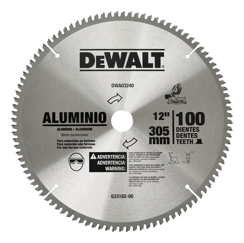 Disco De Sierra 12'' 100 Dientes Para Madera Dewalt Dwa03240