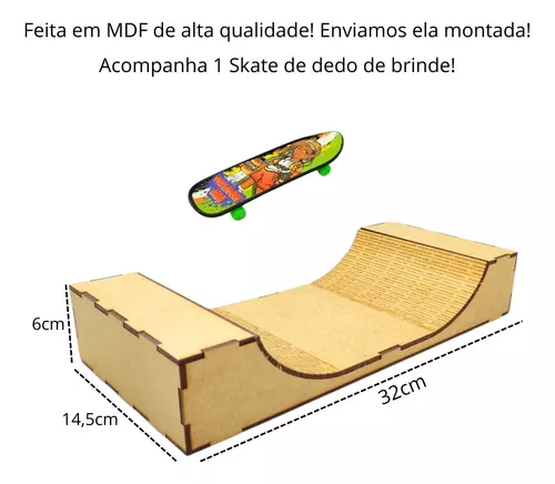 Pista Skate de Dedo para brincar em Mdf 33x6x15cm + Brinde - Loja da Dias