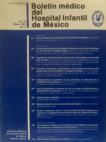 Boletín Del Hospital Infantil De México. Vol 48 - Mayo 1991