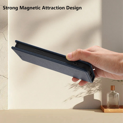 Funda De Piel Tipo Cartera Para Motorola Serie G04, Bloqueo Rfid, Lujosa Con Guijarros, Estilo Empresarial, Cierre Magnético, Ranuras Para Tarjetas