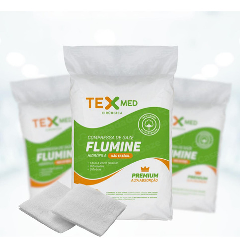 Compressa De Gaze Texmed Flumine Hidrofila 13 Fios 1000 Unid