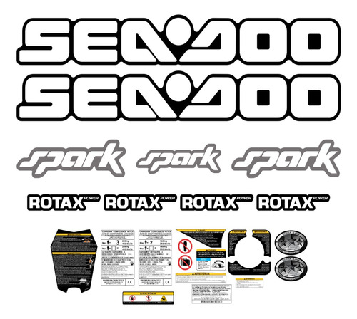 Kit Faixa Adesivos Sea Doo Spark Etiquetas Jet Ski Cinza