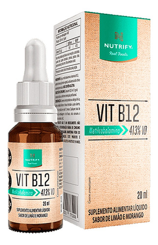 Vitamina B12 Gotas Metilcobalamina 413% Vd - Limão Morango Sabor Vit B12