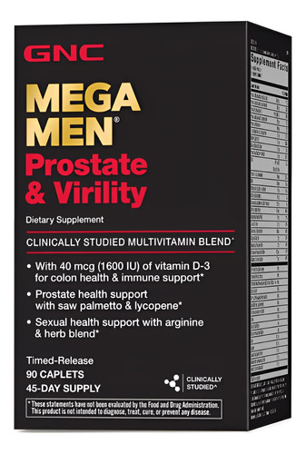 Gnc Mega Men Prostate & Virility 90 Comprimidos