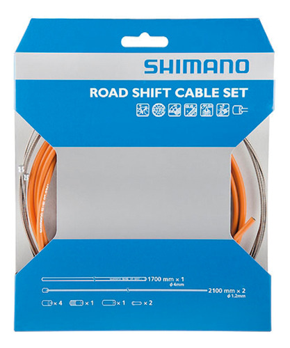 Juego De Cables Shimano Road Ptfe Optislick Naranja