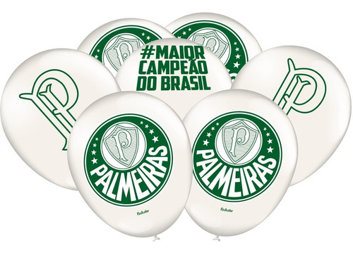 Palmeiras Fc Time Balão Bexiga Látex N9 Festcolor 25 Unid