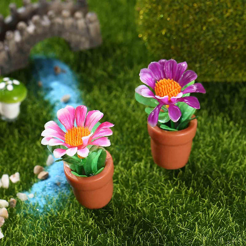 3 X 5x 1/12 Flores En Maceta En Miniatura, Casas Pequeñas,
