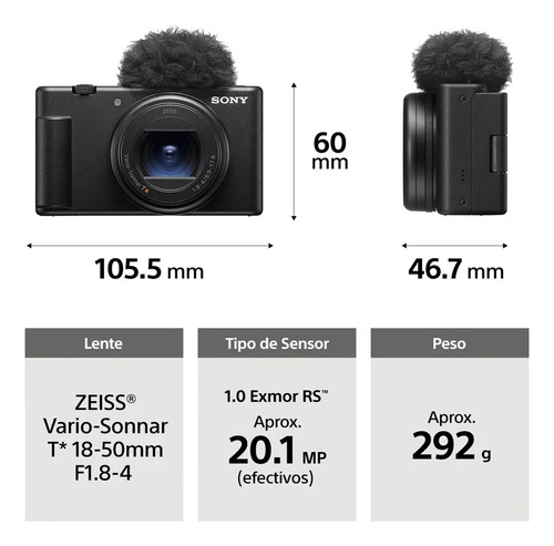 Cámara Digital Compacta Sony Vlogger Zv-1 Ii Color Negro