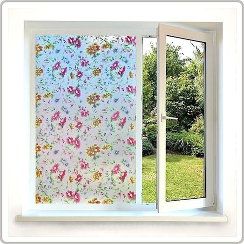 Película Esmerilada Para Ventana 3m X 45cm Diseños Color Flores