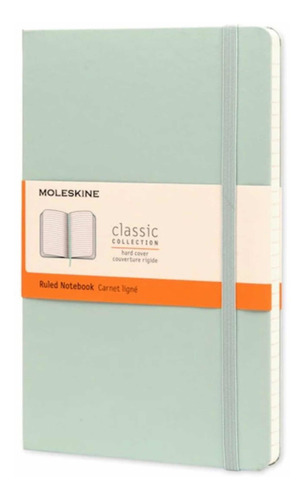 Caderno de pasta dura clássico listrado Moleskine verde menta