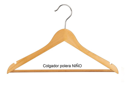 Pack 60 Perchas Colgadores Niños Madera Para Poleras