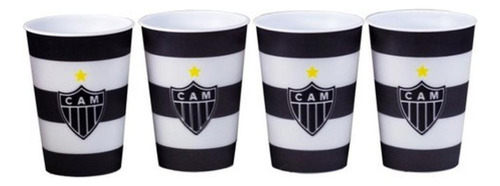 Kit Com 4 Copos Plástico 3d Atlético Mineiro 400 Ml