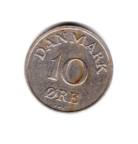 Dinamarca Moneda 10 Ore Año 1953 Km#841.1