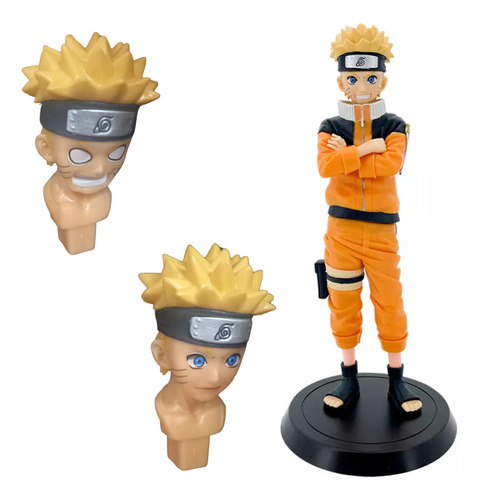 Figuras Anime Naruto Uzumaki 25cm Con 3 Cabezas Para Cambiar