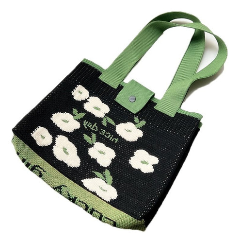 Bolsa De Mano Tejida Con Flores, Bolsa De Muñeca Con Nudo, R