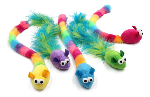 Pack De 5 Juguetes Interactivos De Plumas Y Hierba Gat...