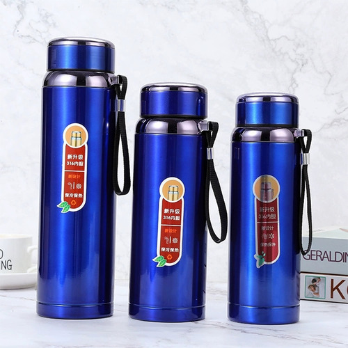 Termo 1 L Vaso Botella Acero Inoxidable Agua Fría/caliente Azul Oscuro