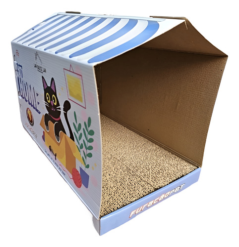 Rascador Para Gato De Cartón Con Casita Incluye 2 Rascadores