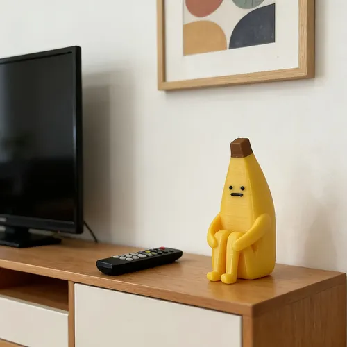 2pcs Yellow 3d Printed Anxious Banana Decorative Figurines