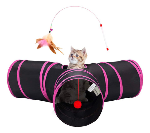 Cat Tunnel Tempcore Pet, Plegable En 3 Direcciones, Con Pelo
