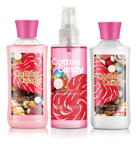 Vital Luxury Cotton Candy - Kit De Bano Y Cuerpo, 3 Onzas Li