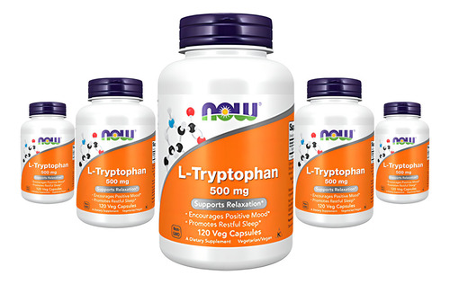 L-triptofano 500mg Now Foods L-tryptophan 120 Veg Caps 5un Sabor Sem sabor