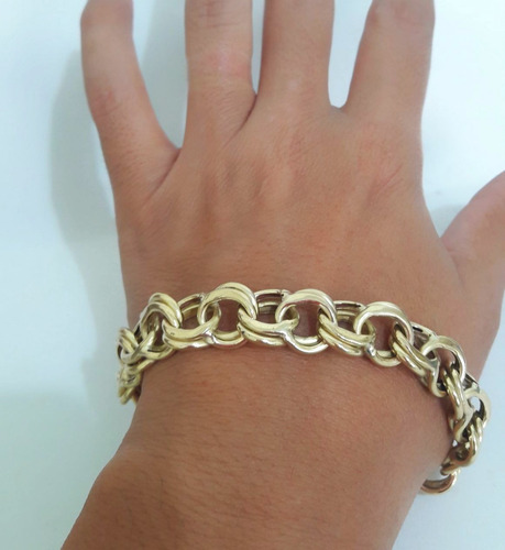 Pulseira Friso Duplo 22 Gramas 13mm Ouro 18k