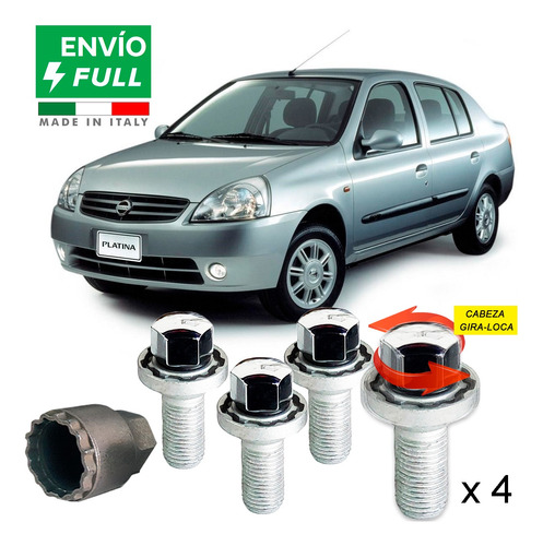 4 Tornillos Seguridad 12 X 1.25  New Nissan Platina - Full!