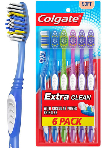 6 X Cepillo Dental Colgate Extra Clean Cabeza Completa