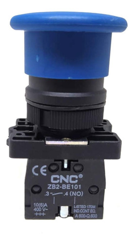 Botão Cogumelo 40mm 400v 10a Cnc Azul Modelo Lay5-ec61