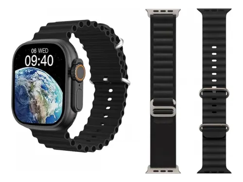 comprar Relógio Inteligente Microwear W69 Mini Ultra 9 45mm Premium Caixa Preto - Pulseira Preta