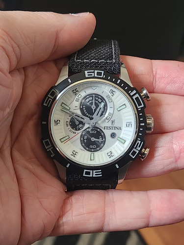 Relógio Cronógrafo Esportivo Festina F16566 Preto Preto Branco (Usado)